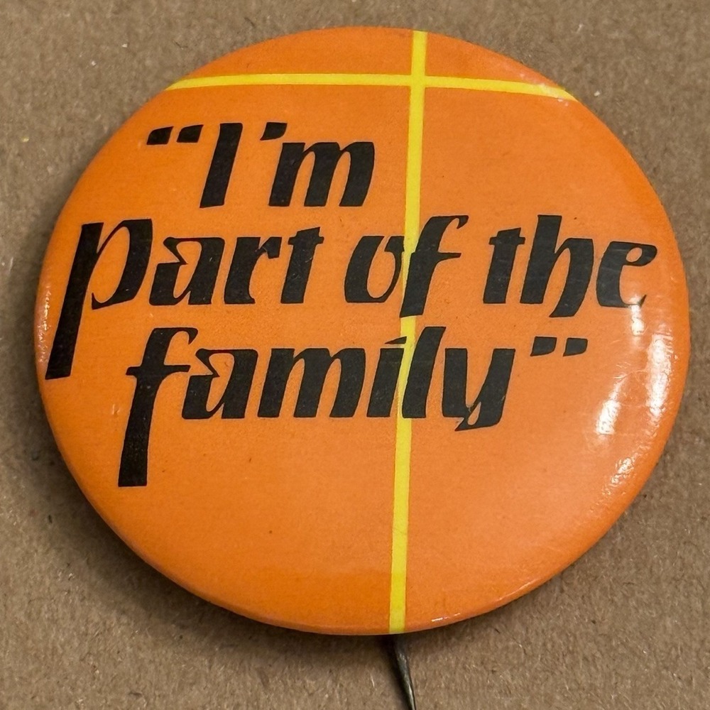 I'm Part Of The Family Orange Vintage Pinback Button Pin Round Circle